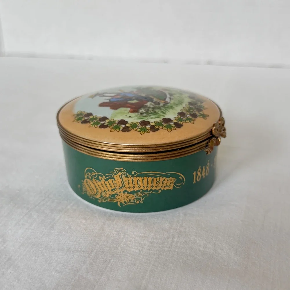 Limoges Trinket Box Unisex OS Green Excellent 150th Anniversary Westfield Ohio